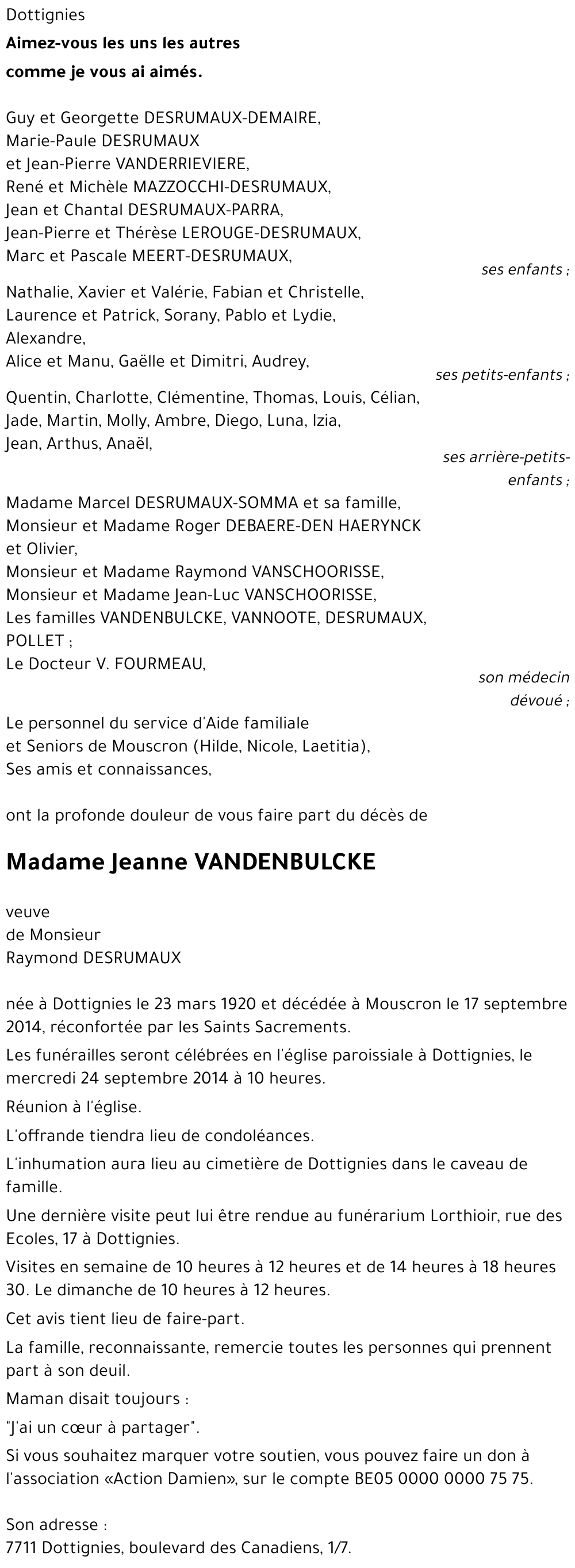 Jeanne VANDENBULCKE