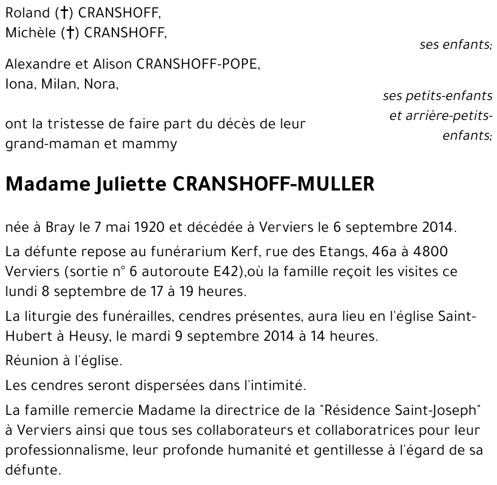 Juliette CRANSHOFF-MULLER