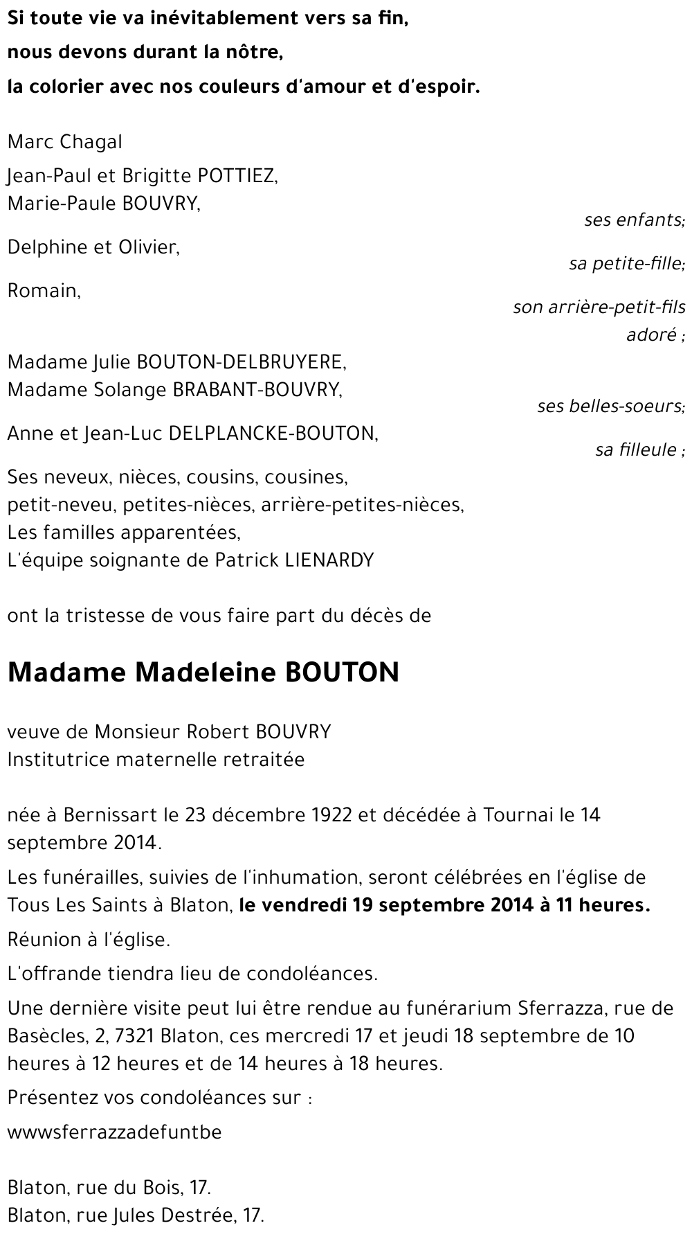 Madeleine BOUTON