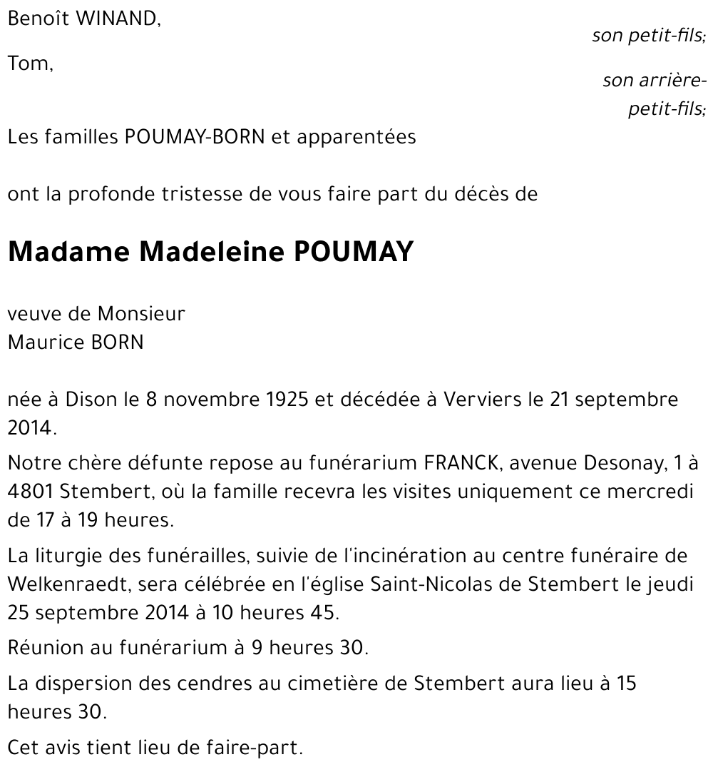 Madeleine POUMAY