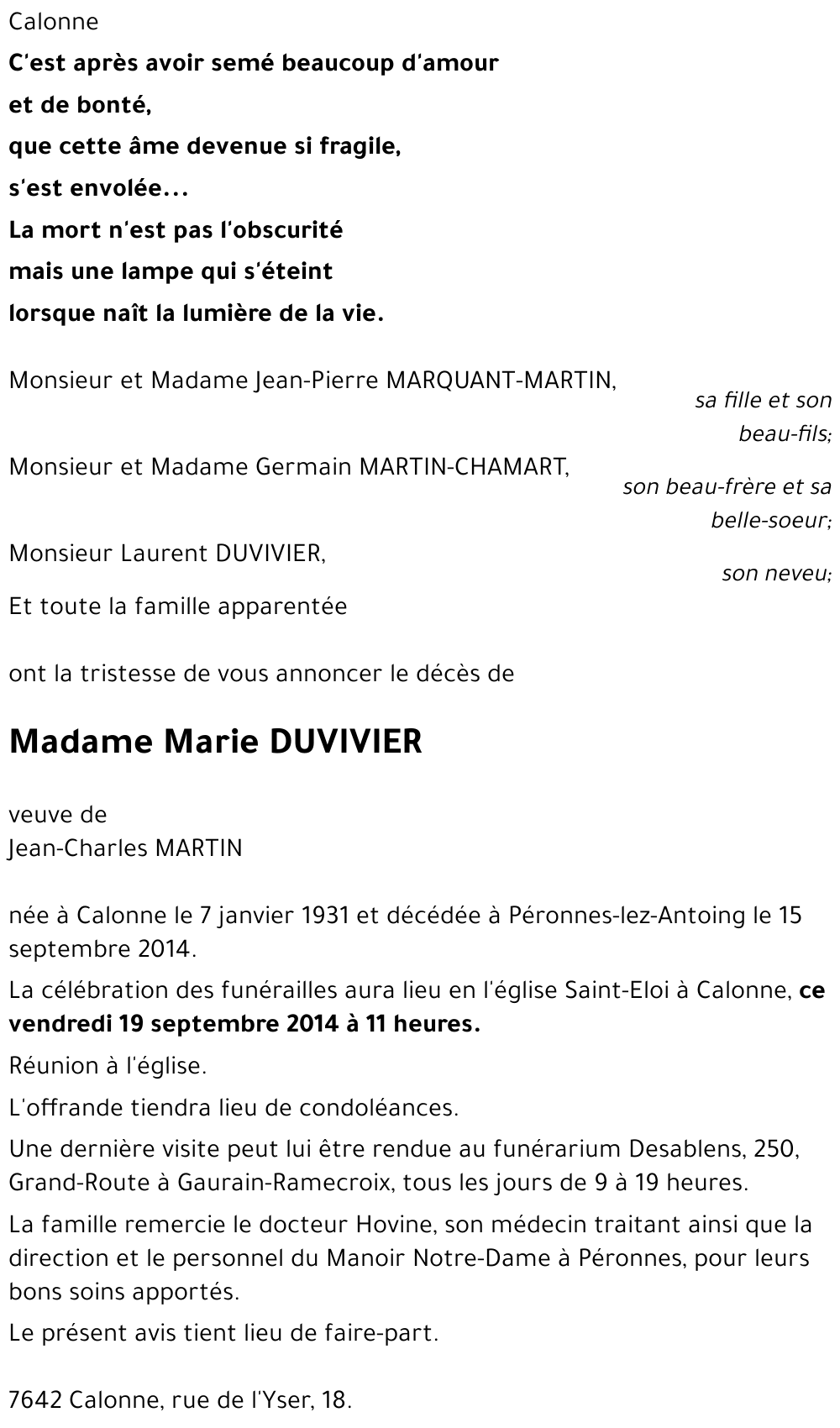 Marie DUVIVIER