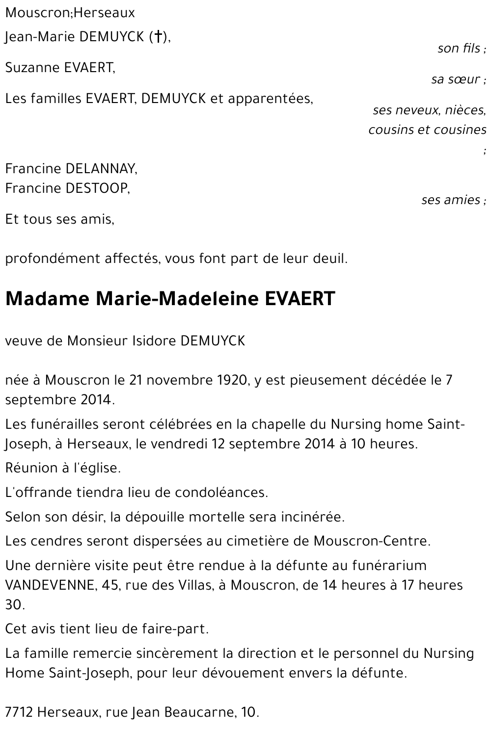 Marie-Madeleine EVAERT