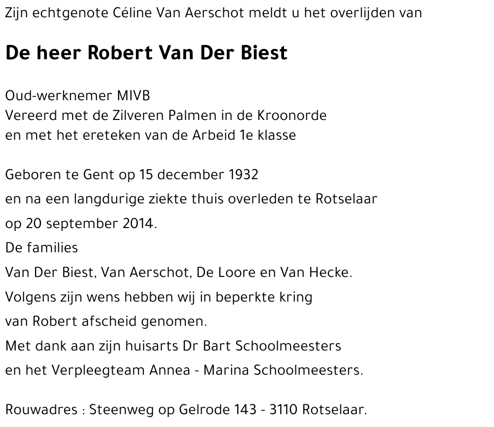 Robert Van Der Biest