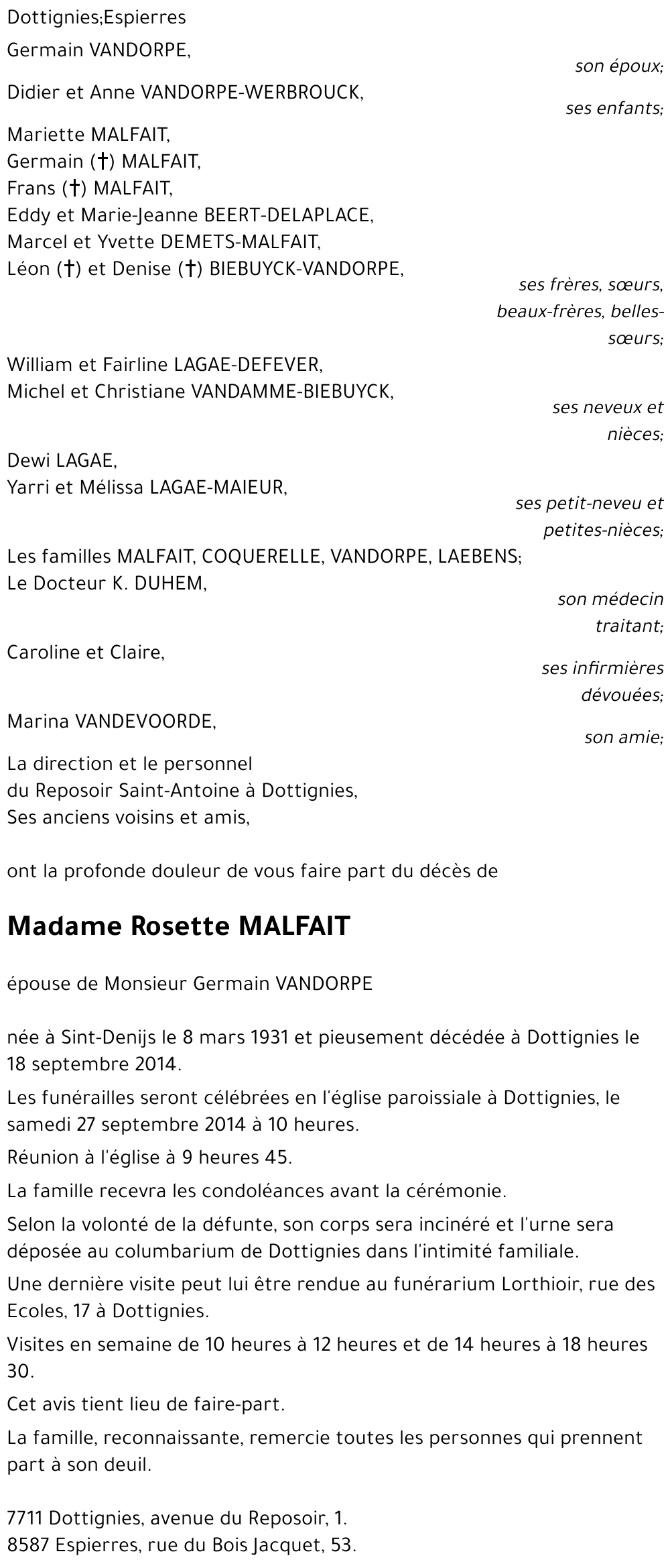 Rosette MALFAIT
