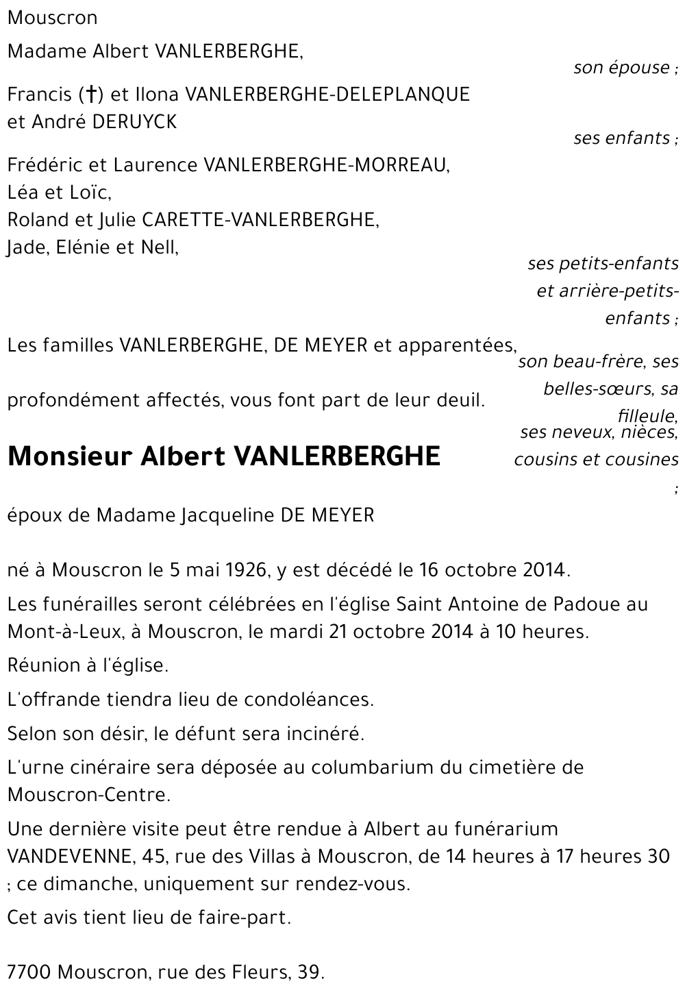 Albert VANLERBERGHE