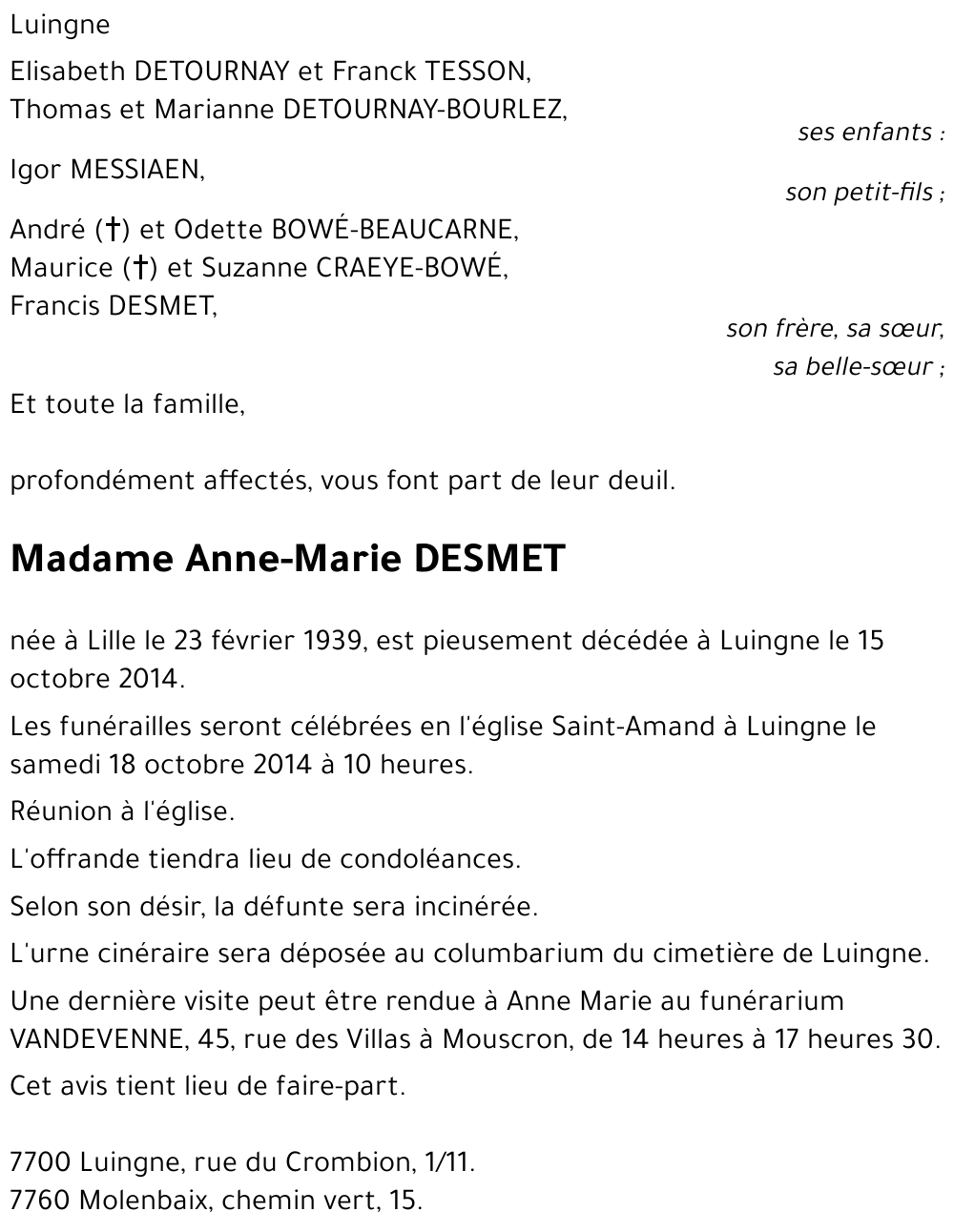 Anne-Marie DESMET