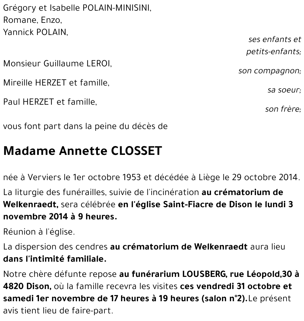 Annette CLOSSET