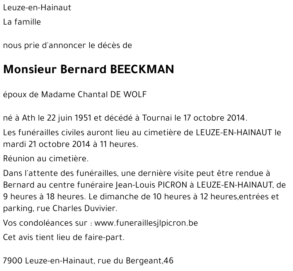 Bernard BEECKMAN