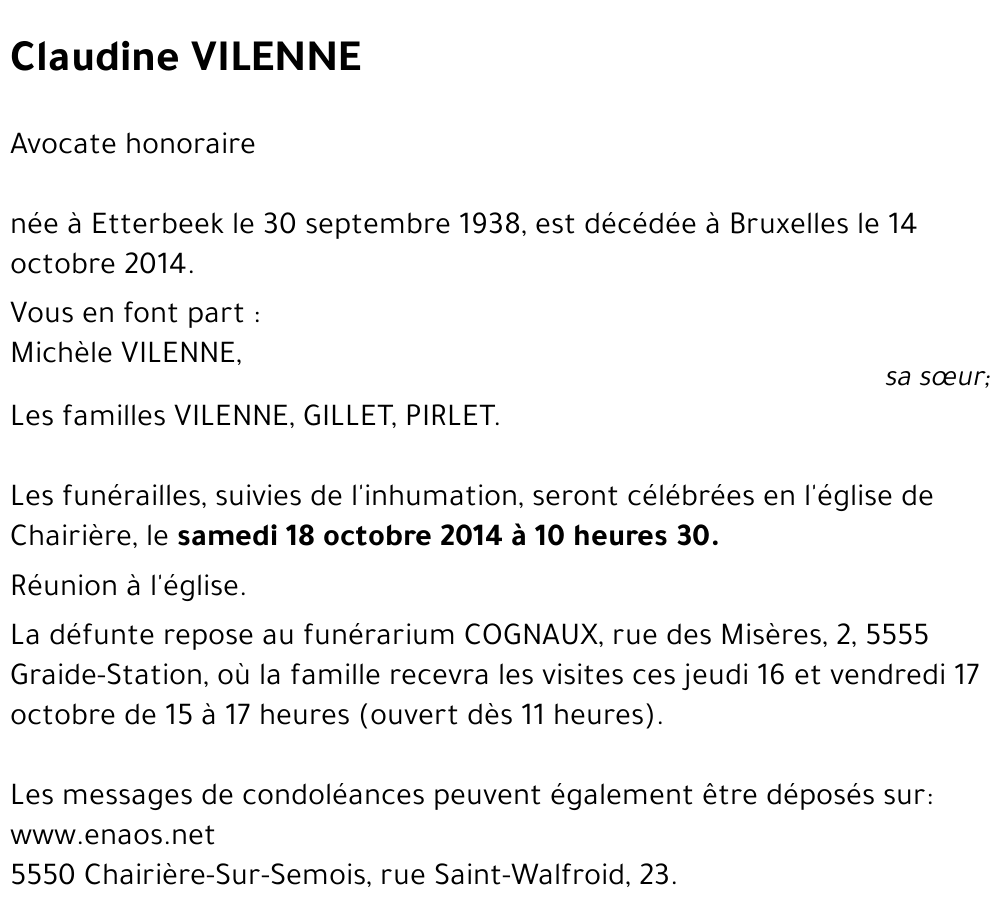 Claudine VILENNE