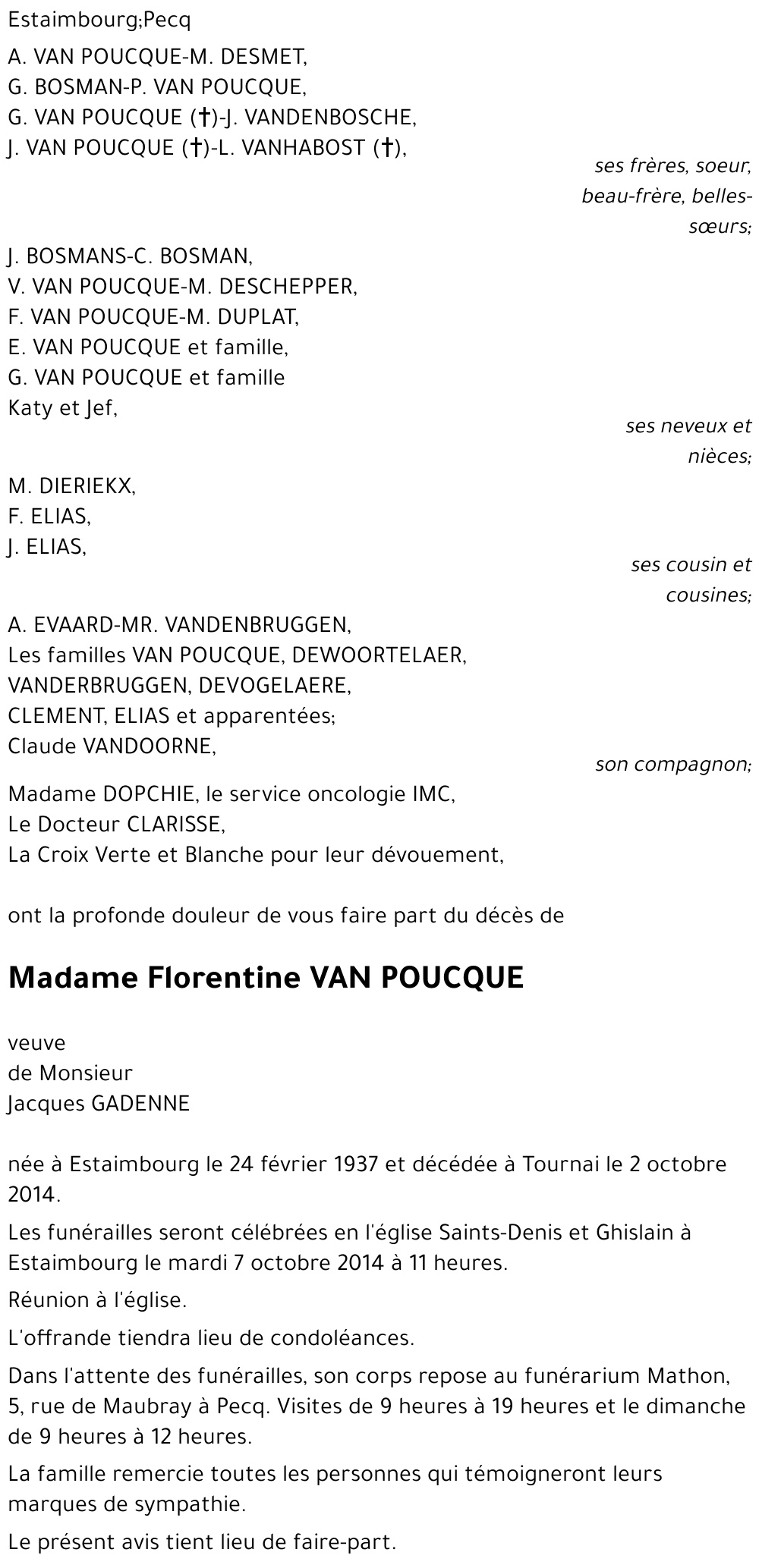 Florentine VAN POUCQUE