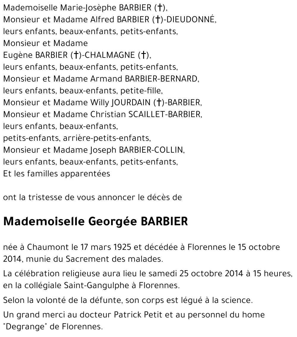 Georgée BARBIER