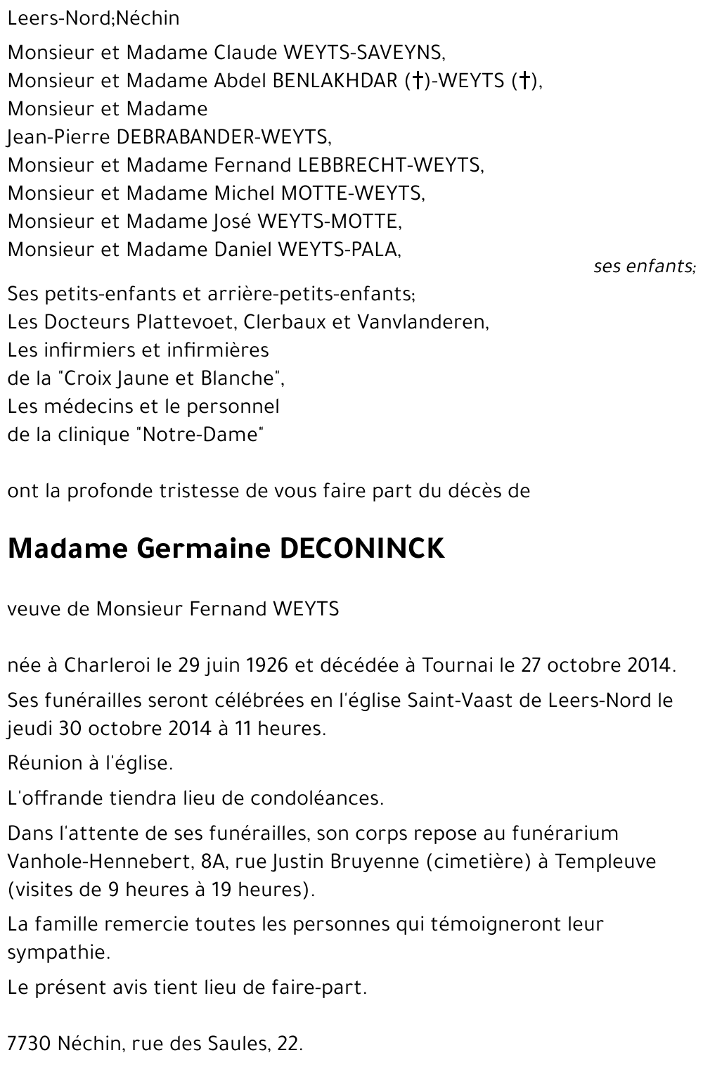 Germaine DECONINCK