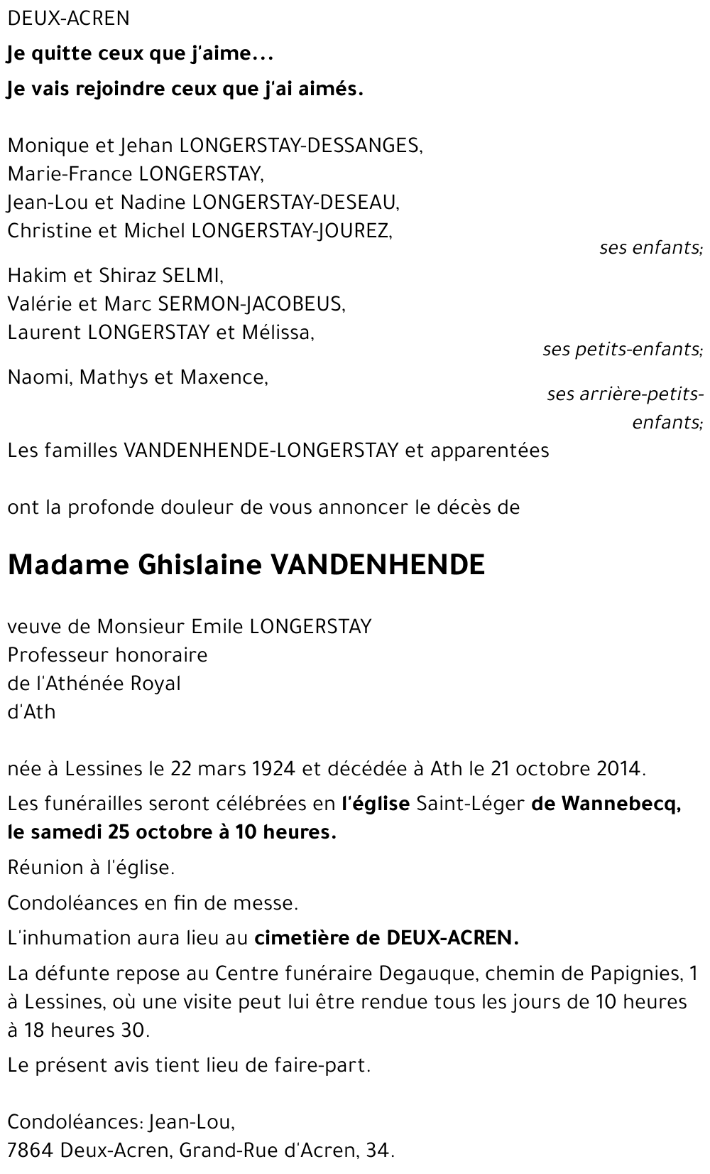 Ghislaine VANDENHENDE