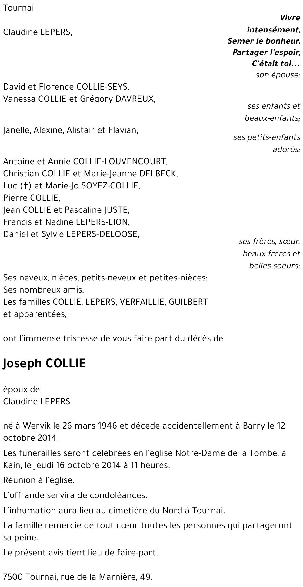 Joseph COLLIE