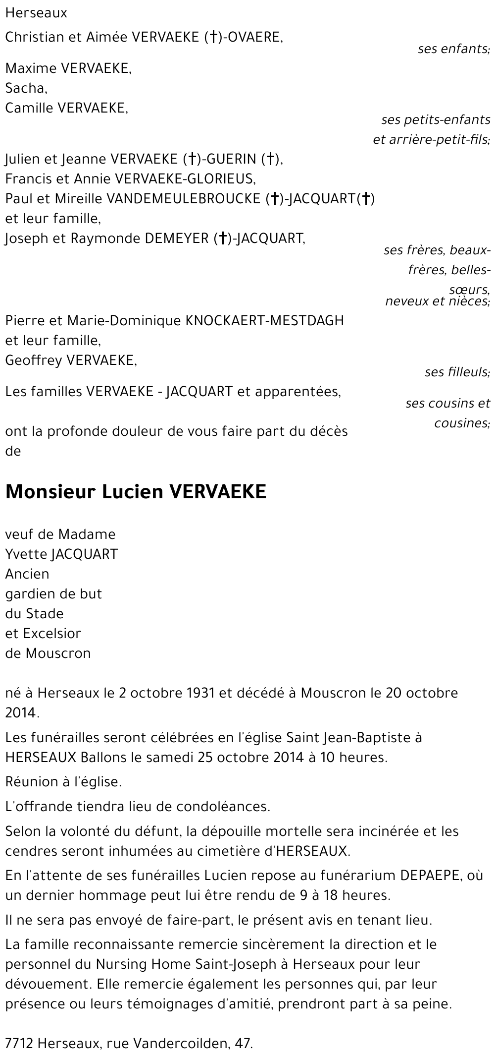 Lucien VERVAEKE