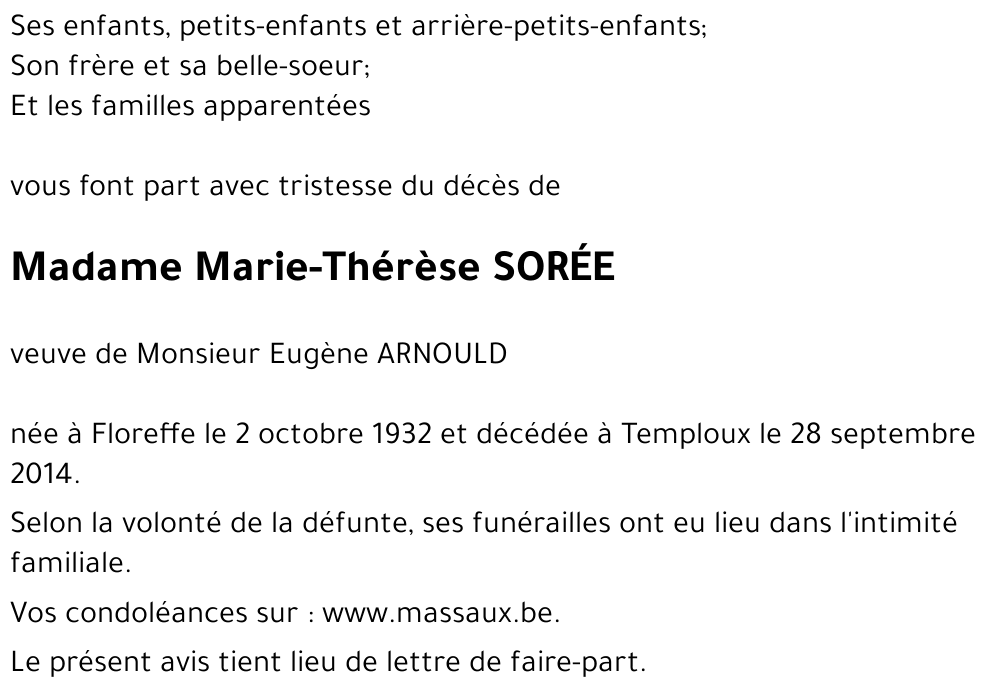 Marie-Thérèse SORÉE