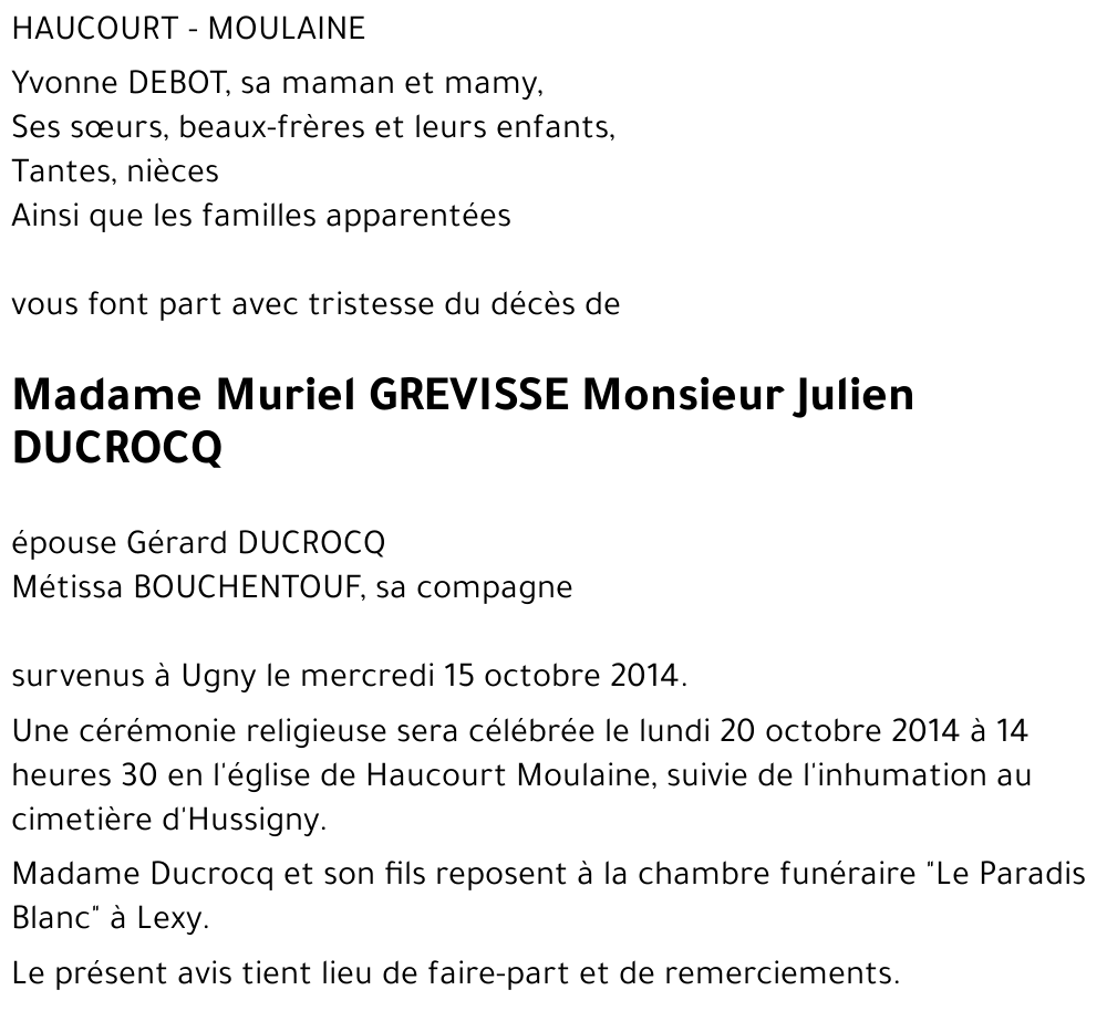 Muriel - Julien GREVISSE - DUCROCQ