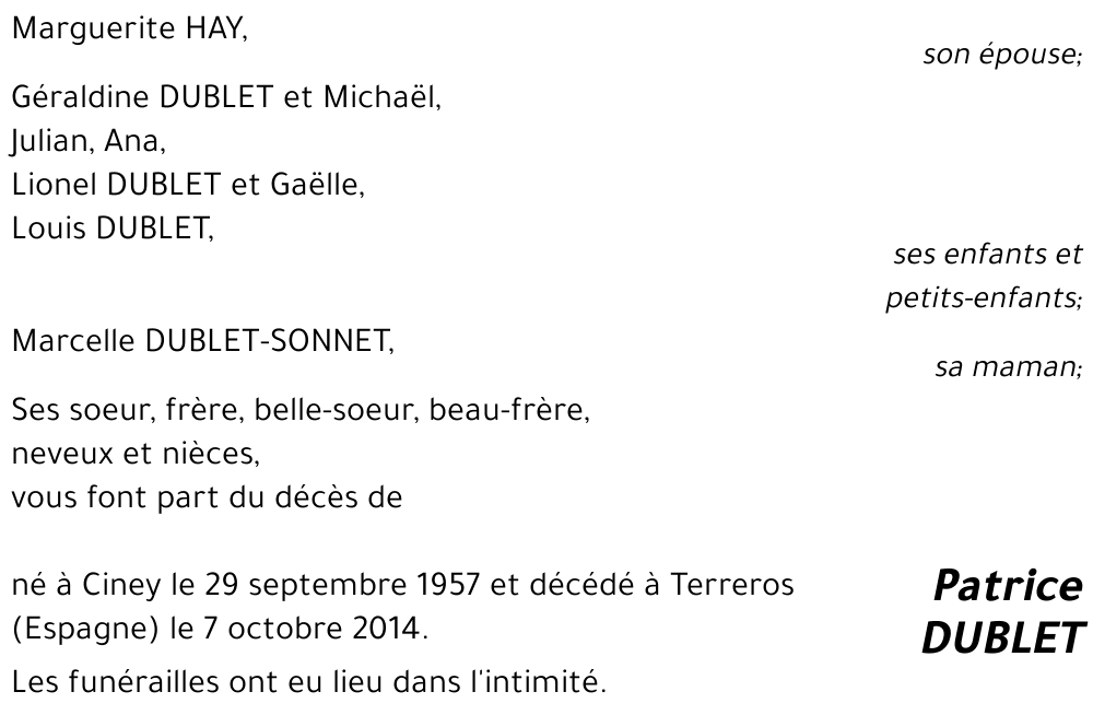 Patrice DUBLET