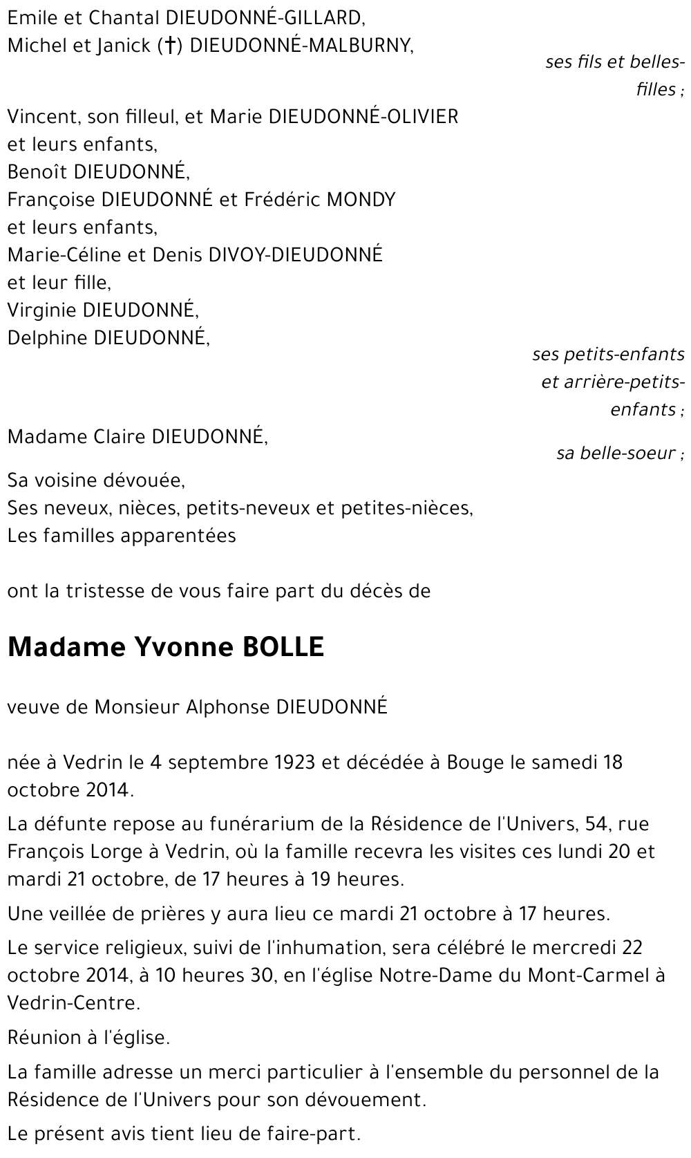 Yvonne BOLLE