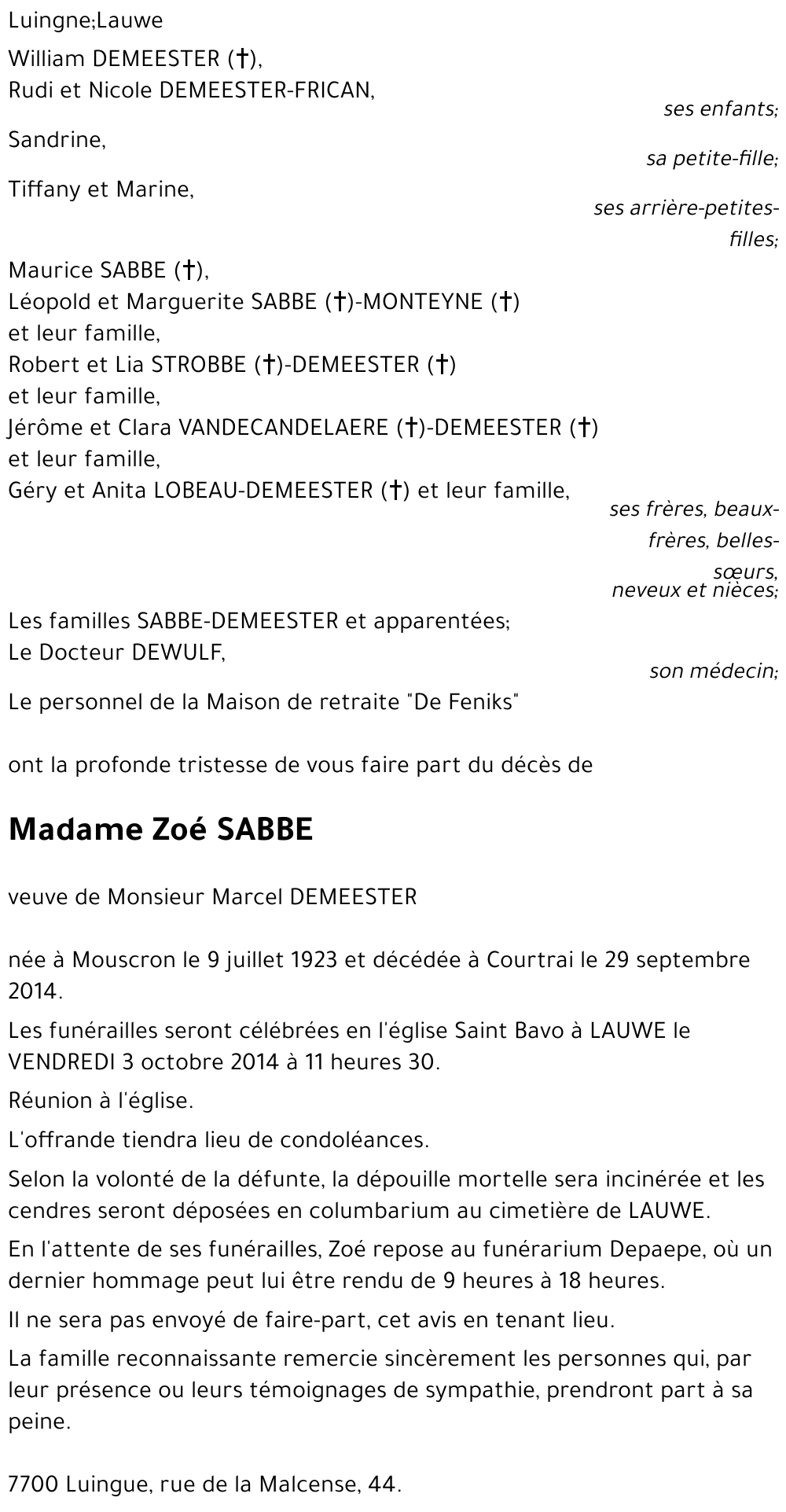 Zoé SABBE