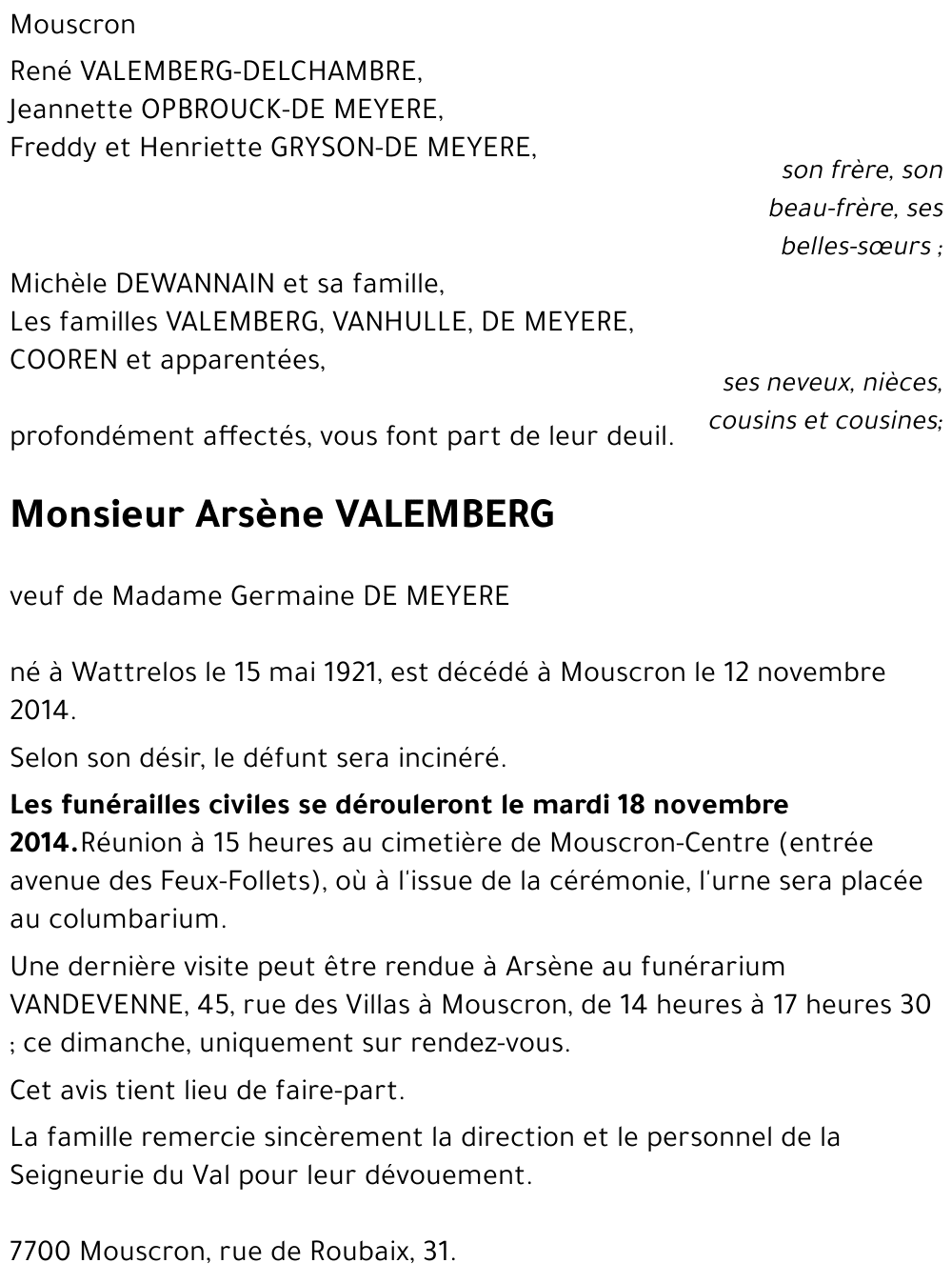 Arsène VALEMBERG