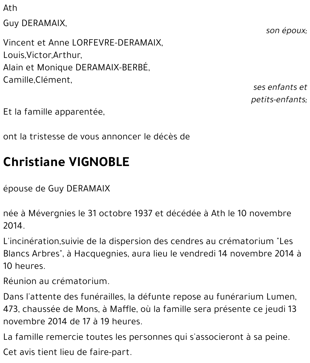 Christiane VIGNOBLE