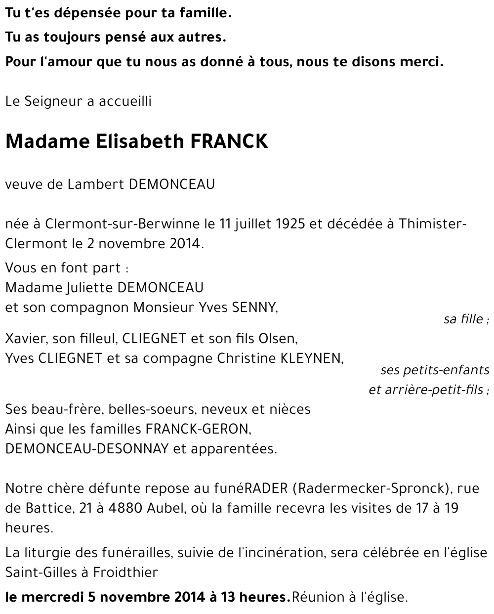 Elisabeth FRANCK