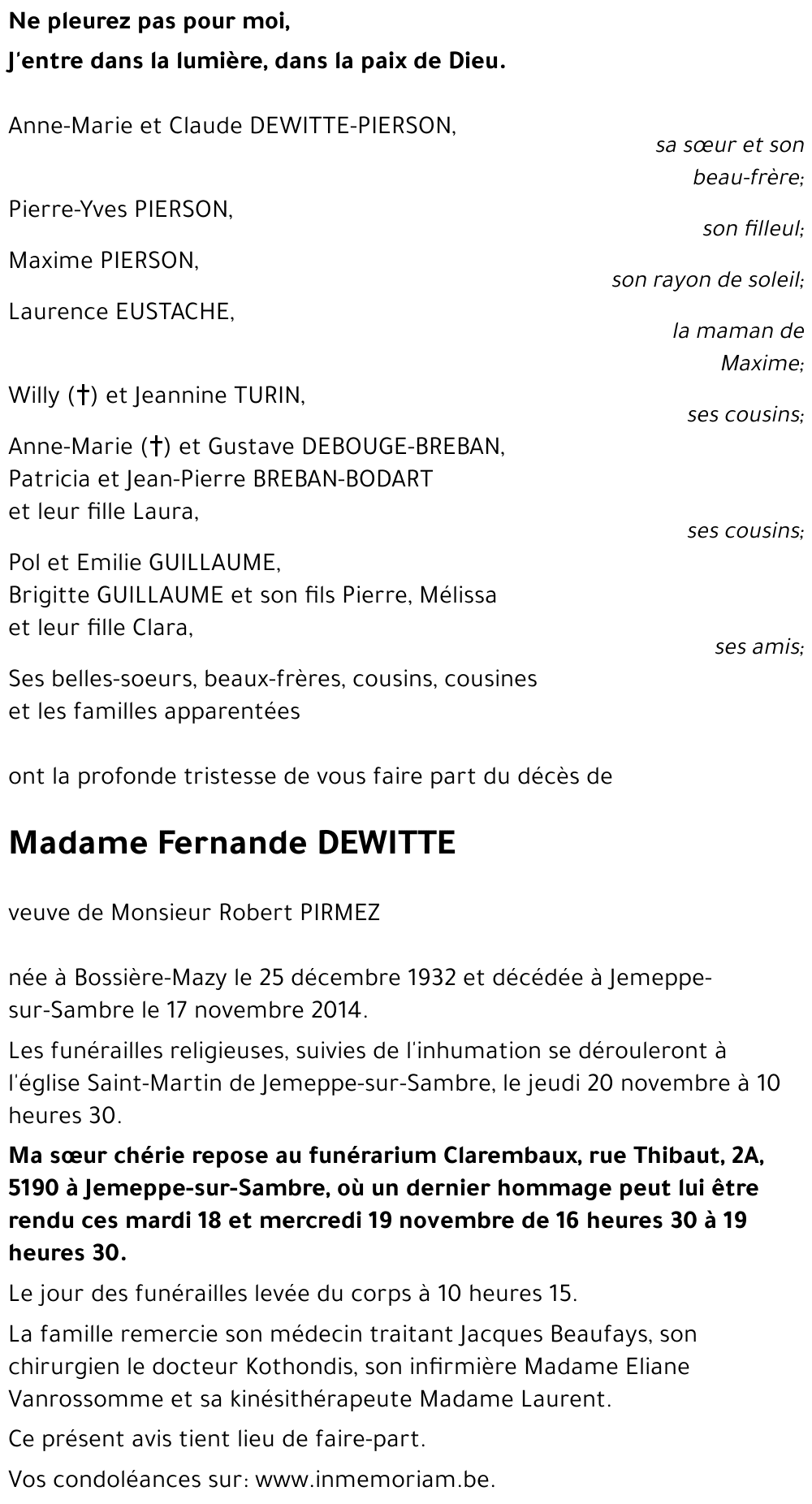 Fernande DEWITTE