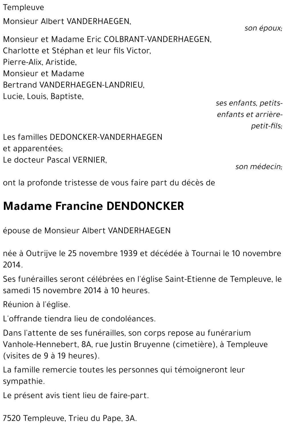 Francine DENDONCKER