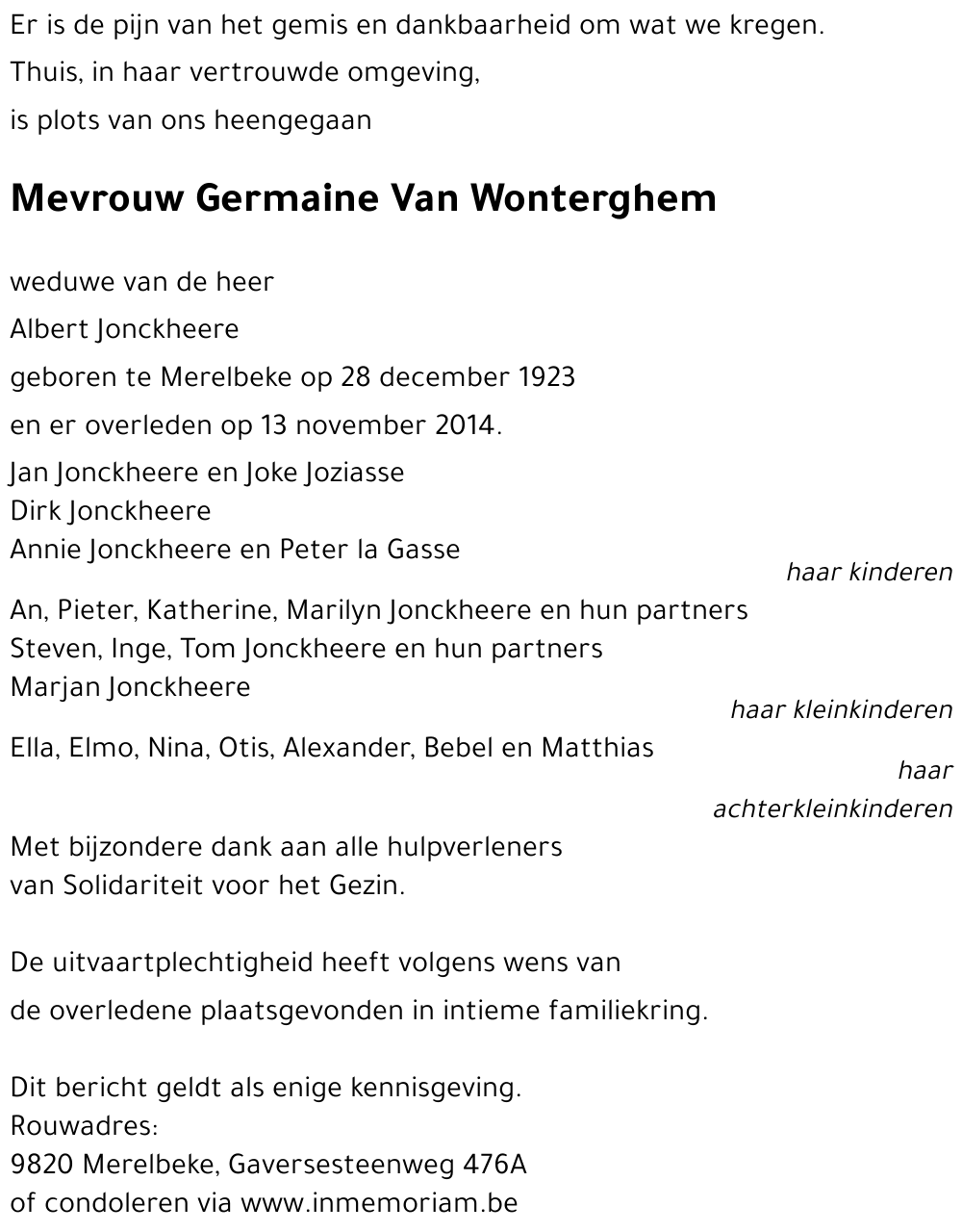 Germaine Van Wonterghem