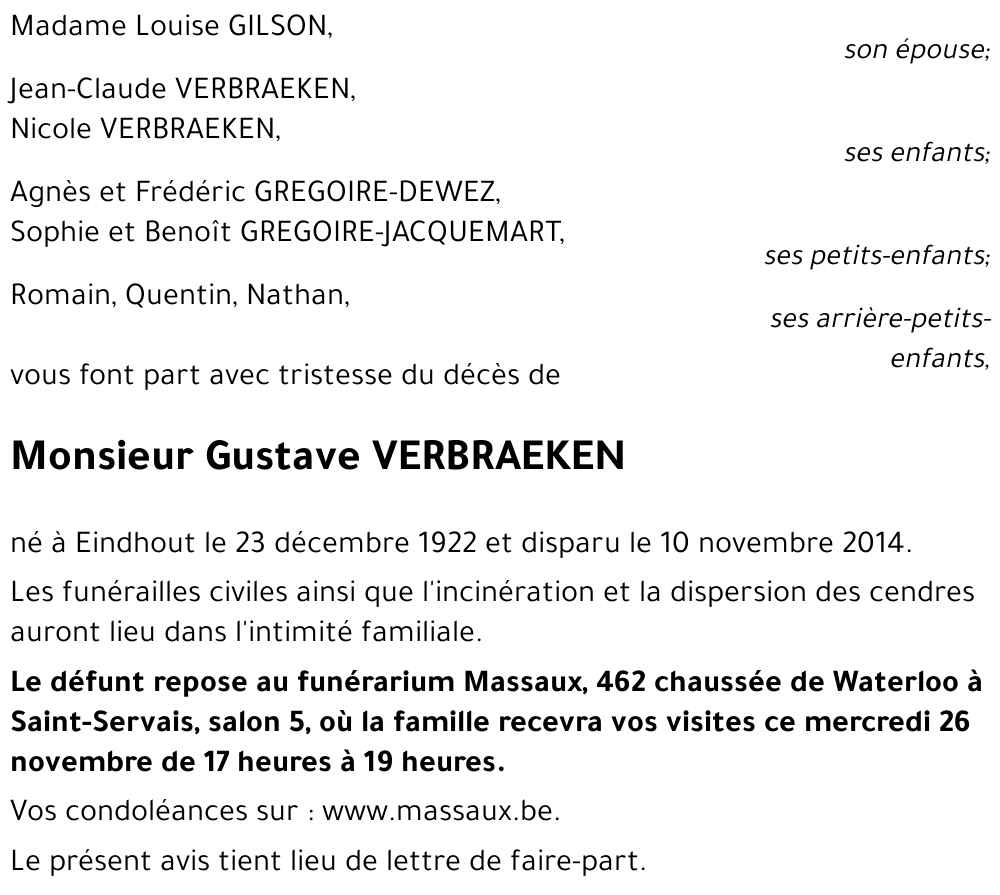 Gustave VERBRAEKEN