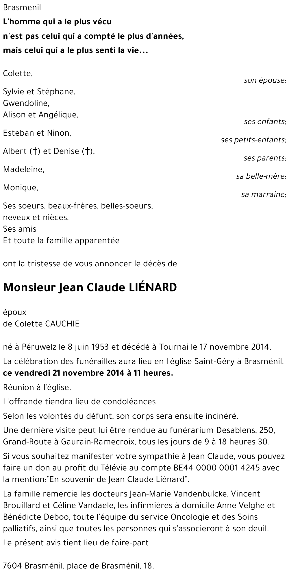 Jean Claude LIÉNARD