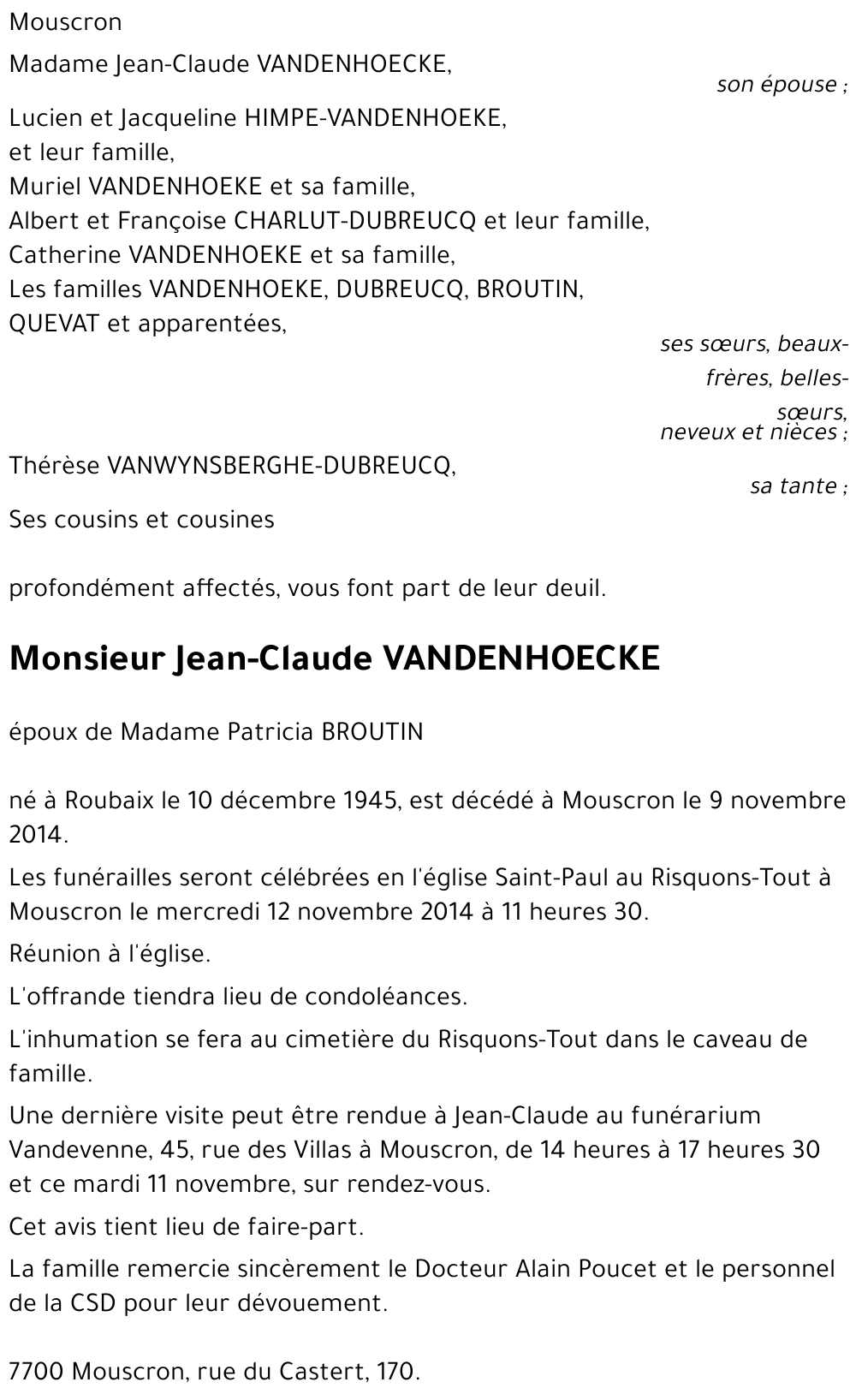 Jean-Claude VANDENHOECKE