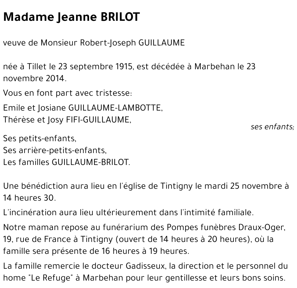 Jeanne BRILOT