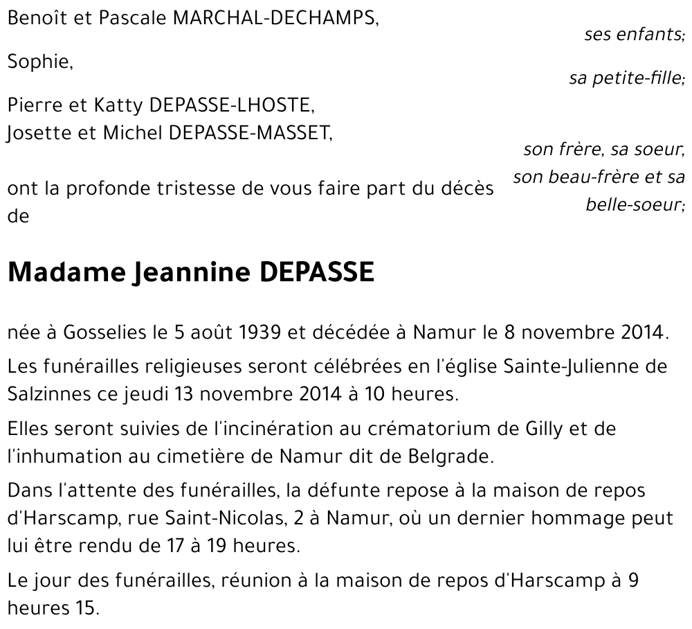 Jeannine DEPASSE