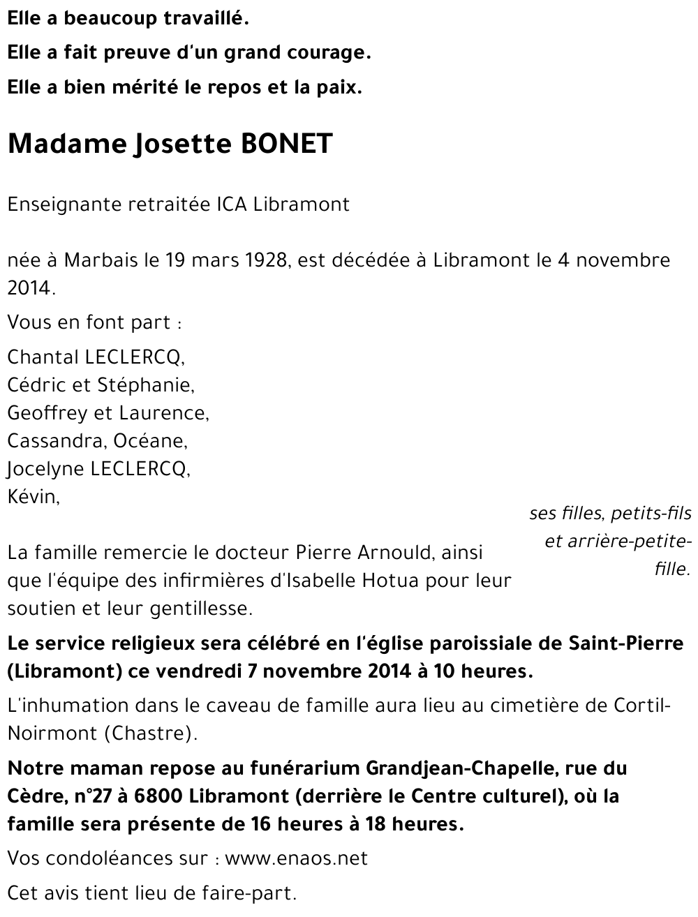 Josette BONET