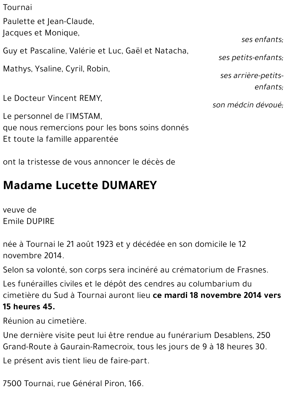 Lucette DUMAREY