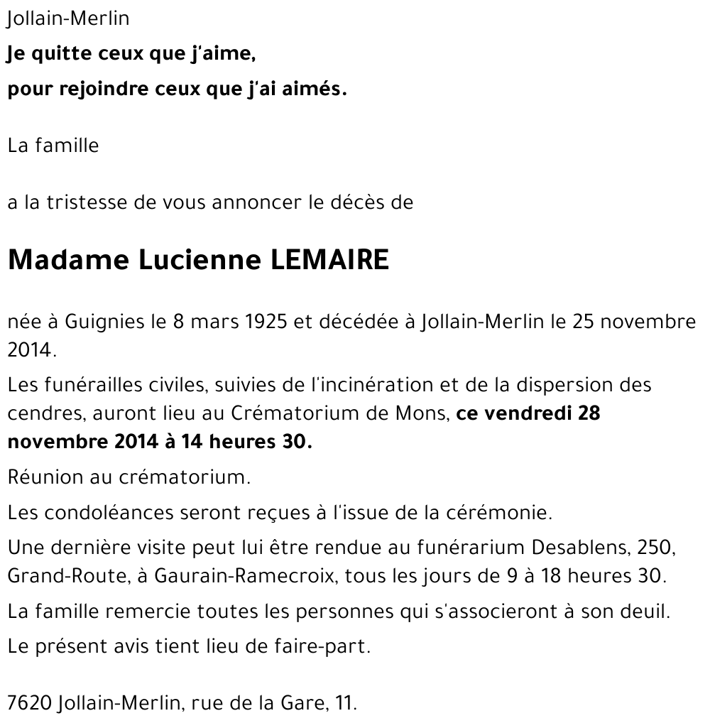 Lucienne LEMAIRE