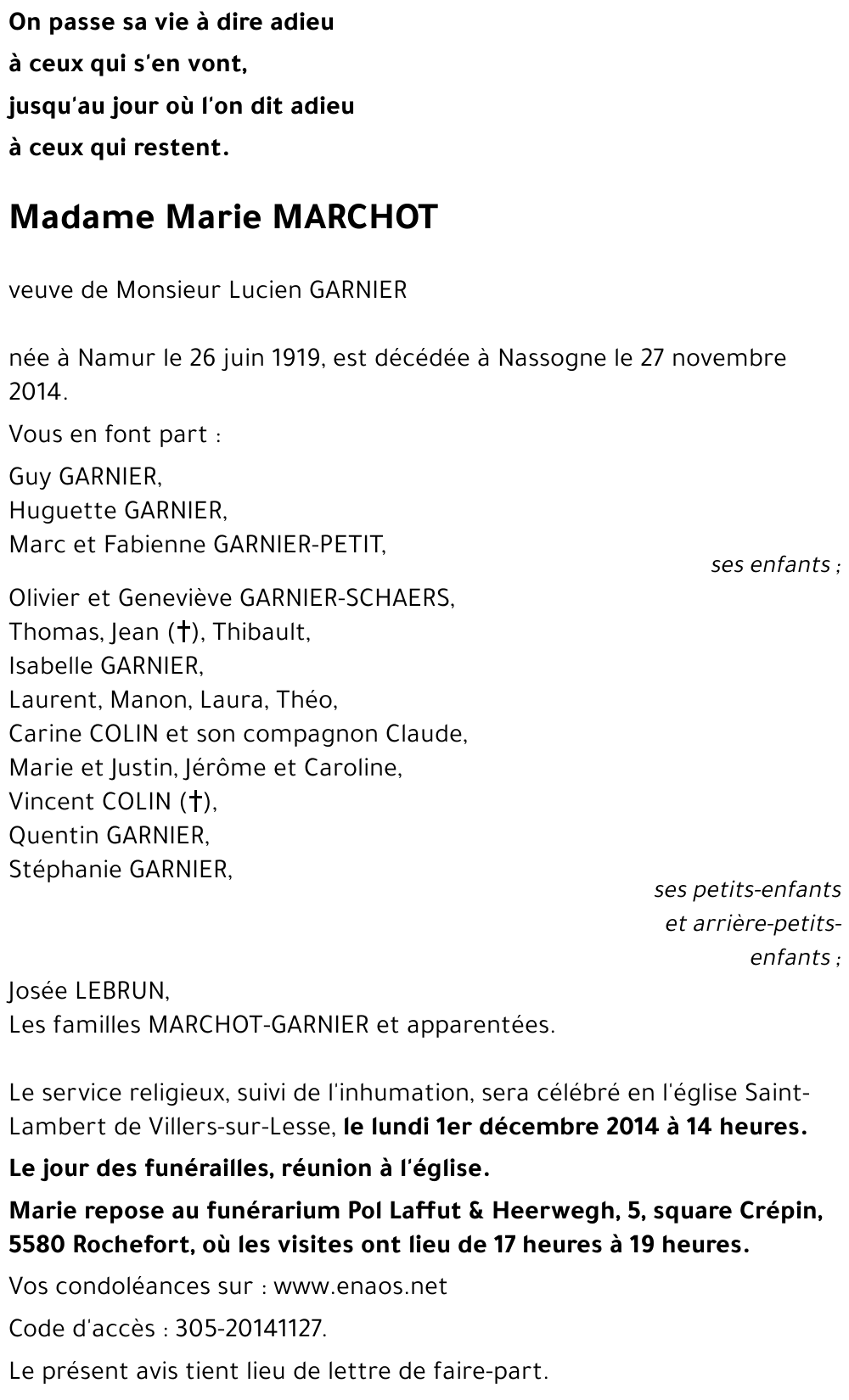 Marie-Henriette MARCHOT