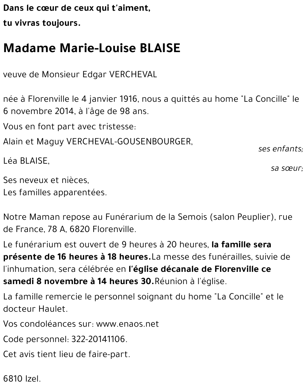 Marie-Louise BLAISE