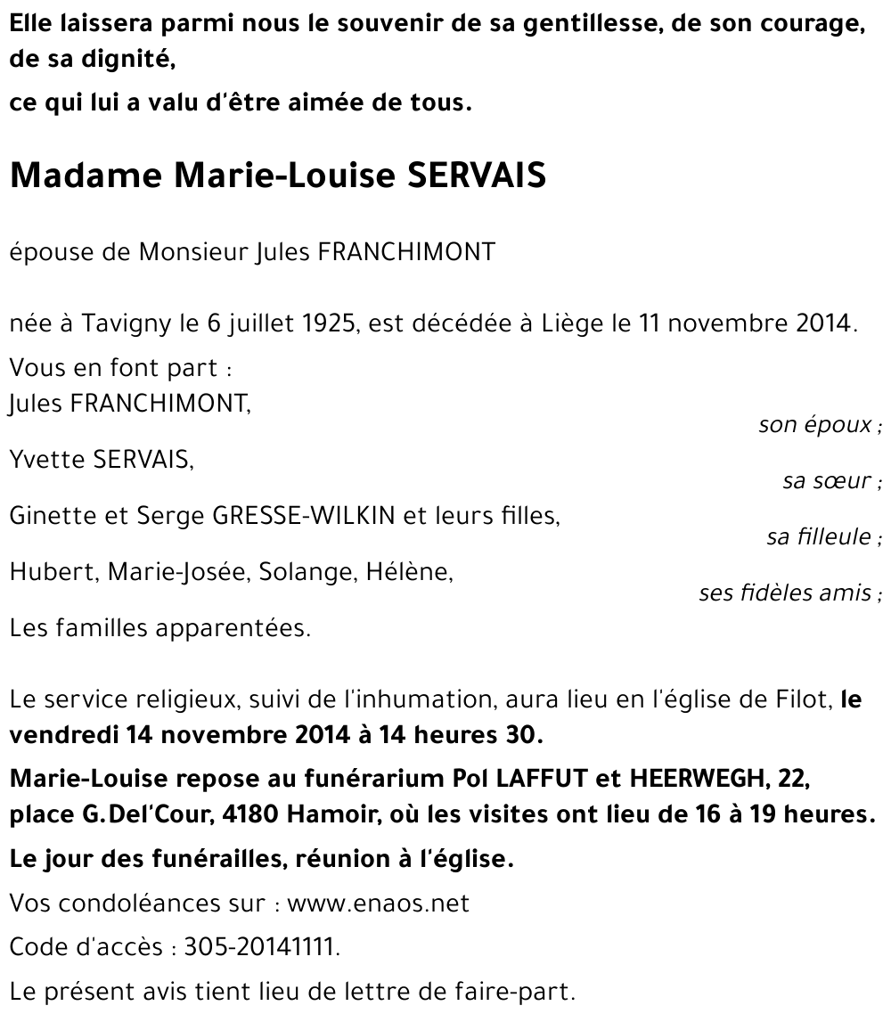 Marie-Louise SERVAIS