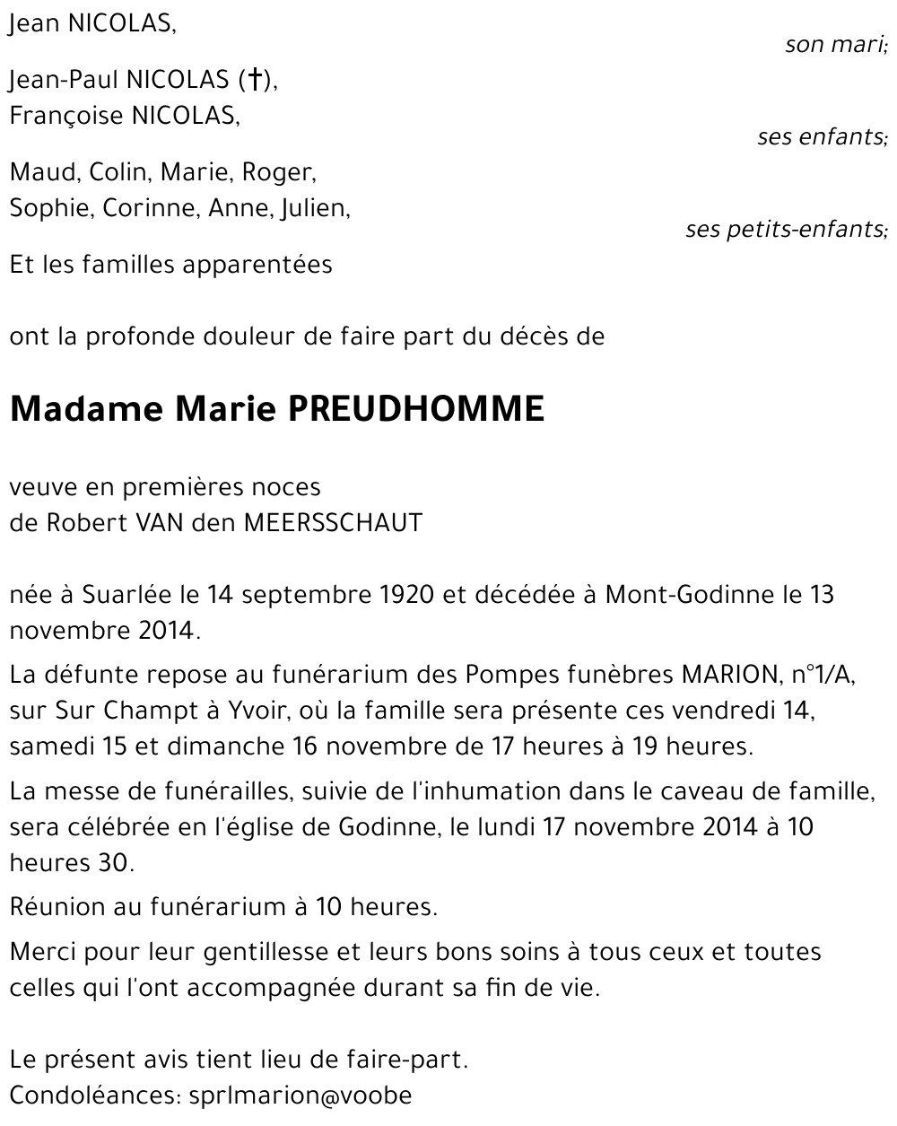 Marie PREUDHOMME