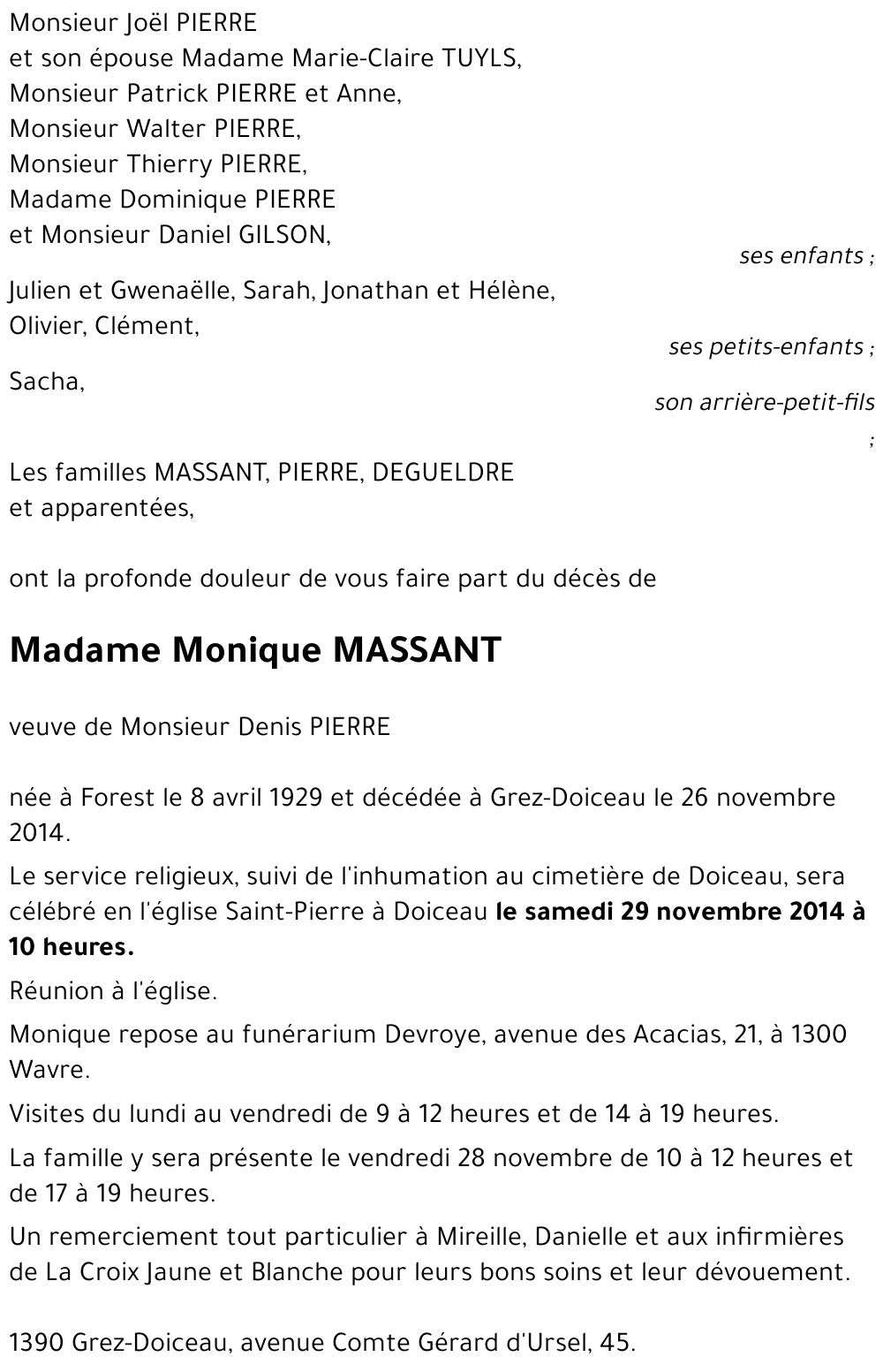 Monique MASSANT