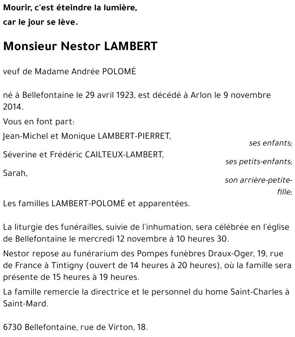 Nestor LAMBERT