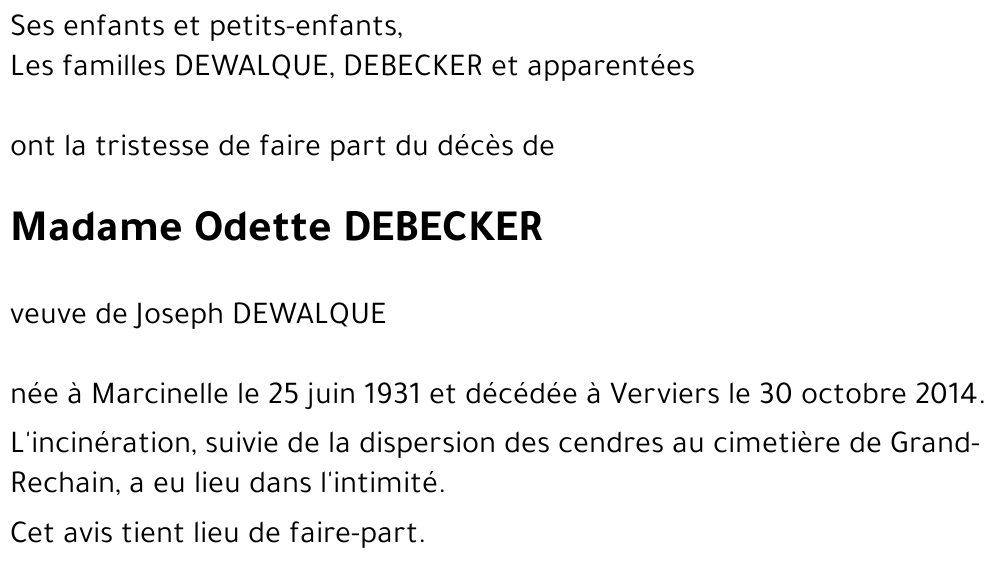Odette DEBECKER