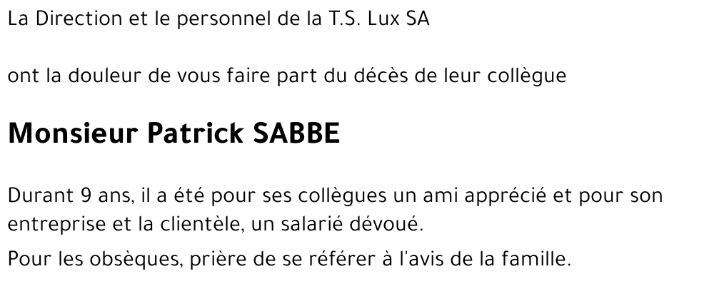 Patrick SABBE