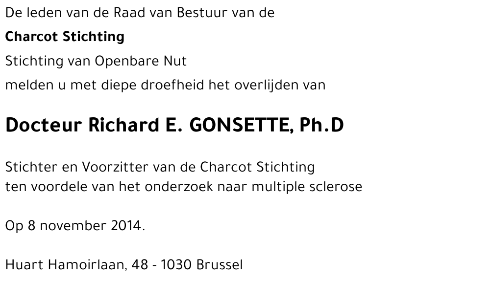 Richard E. GONSETTE Ph D.