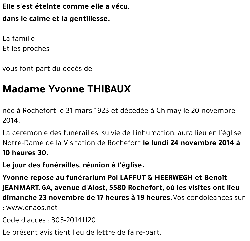 Yvonne THIBAUX