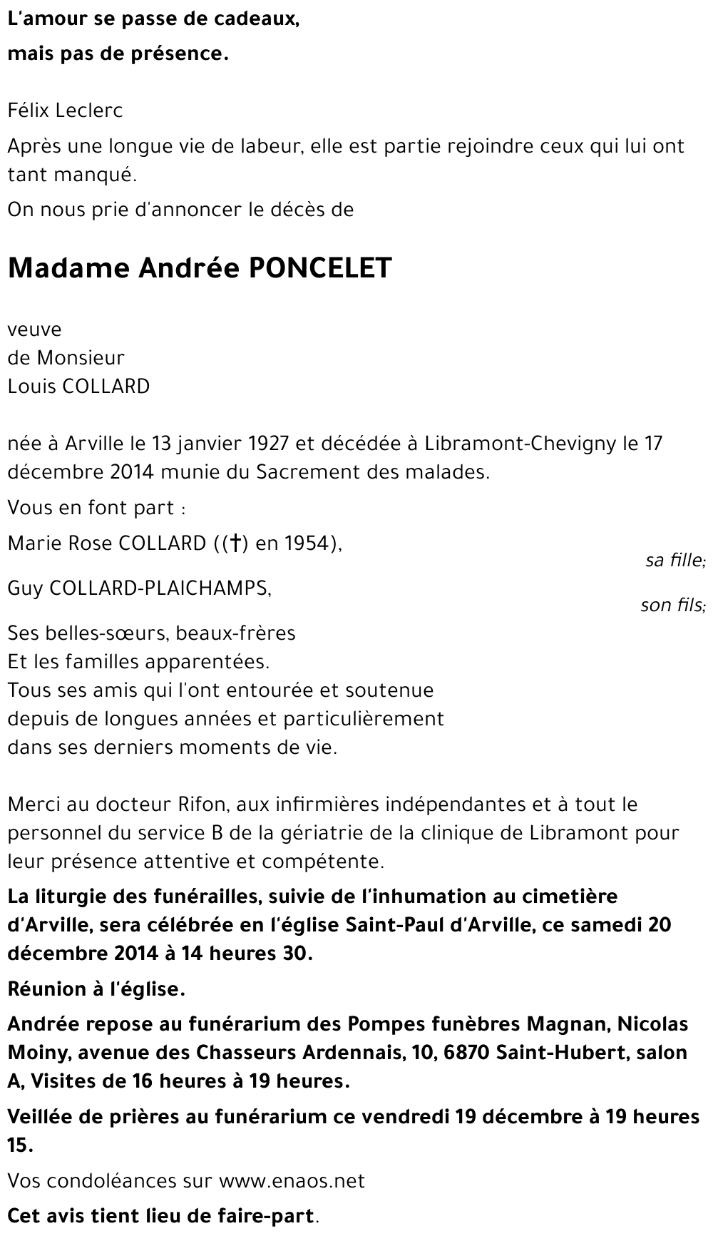 Andrée PONCELET