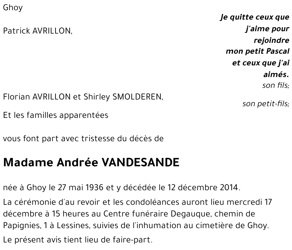 Andrée VANDESANDE